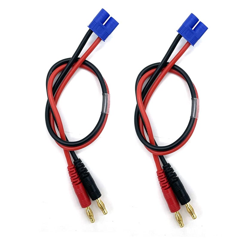 FLY RC 2Pack EC3 Connector Male to 4mm Banana Bullet Plug 14AWG Silicone Battery RC Balance Charge Cable Lead Adapter - Image 1